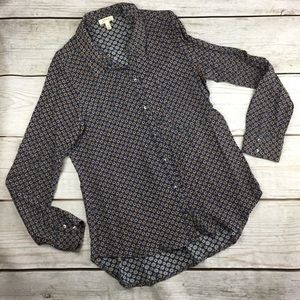 Soft Joie Blouse-  Retro Button Down Hi Lo- Small